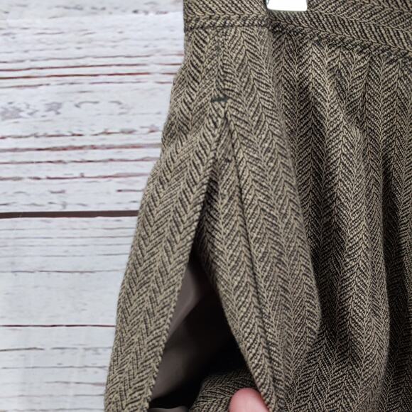Harve Benard Women's Brown Wool Herringbone 2 Piece Top & Skirt Set Size 12 - Picture 9 of 12